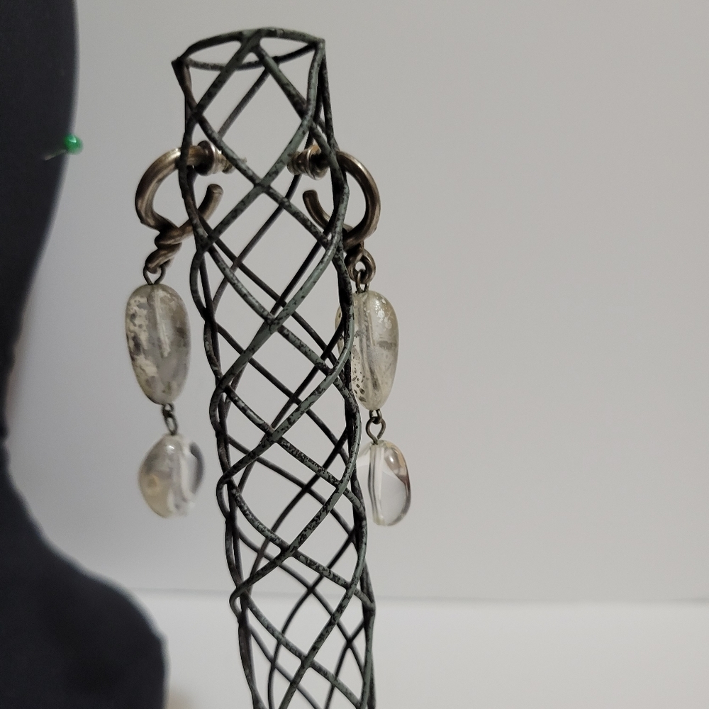 Silver Tone Translucent/Clear Acrylic Teardrop Da… - image 5